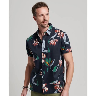 риза,с,къс,ръкав,мъжки,ризи,superdry,vintage,hawaiian,short,sleeve,shirt,blue