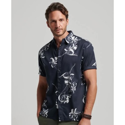 риза,с,къс,ръкав,мъжки,ризи,superdry,vintage,hawaiian,short,sleeve,shirt,blue,(mono,hibiscus,navy)
