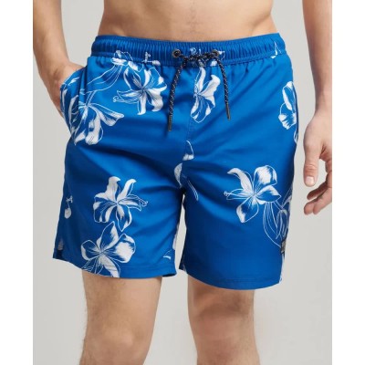 бански,гащета,мъжки,бански,костюми,superdry,vintage,hawaiian,swimming,shorts,mono,hibiscus,cobalt,(blue)