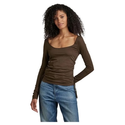 тениска,дамски,тениски,g,star,adjustable,slim,deep,scoop,long,sleeve,t,shirt,coffee,bean,(brown)