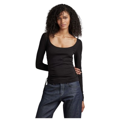 тениска,дамски,тениски,g,star,adjustable,slim,deep,scoop,long,sleeve,round,neck,t,shirt,black