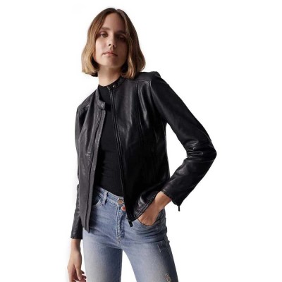 яке,дамски,якета,и,палта,salsa,jeans,basic,leather,jacket,black,(black)