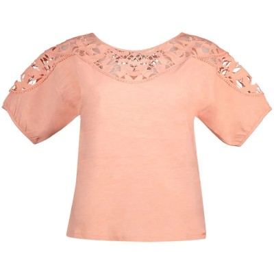 тениска,дамски,тениски,salsa,jeans,lace,trimmed,short,sleeve,t,shirt,light,pink,(pink)