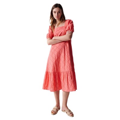 дънки,дамски,поли,и,рокли,salsa,jeans,puff,short,sleeve,midi,dress,pink