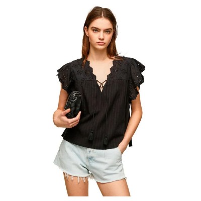 риза,с,къс,ръкав,дамски,блузи,дамски,ризи,pepe,jeans,anaise,short,sleeve,shirt,black,(black)