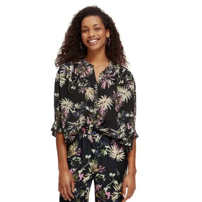 дамски,блузи,scotch,&,soda,easy,popover,3,4,sleeve,blouse,black,(aster,black)