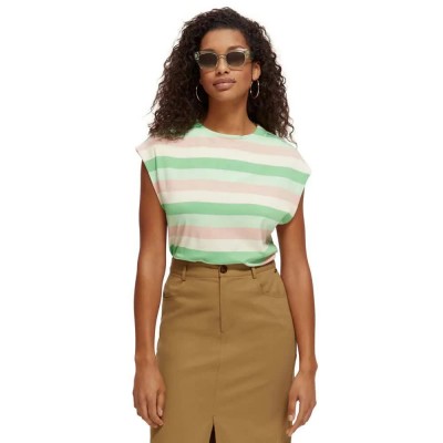 тениска,дамски,тениски,scotch,&,soda,loose,fit,sleeveless,t,shirt,green,(multi,stripe)