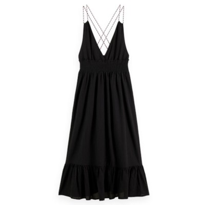 рокля,дамски,поли,и,рокли,scotch,&,soda,smock,waistband,long,dress,black
