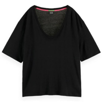 тениска,дамски,тениски,scotch,&,soda,soft,short,sleeve,v,neck,t,shirt,black