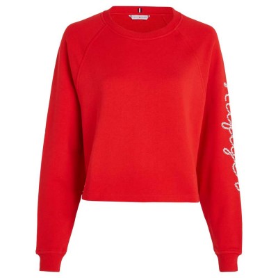 блуза,дамски,блузи,tommy,hilfiger,reg,rope,puff,print,sweatshirt,red