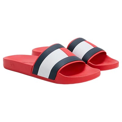 мъжки,джапанки,и,чехли,tommy,hilfiger,rubber,flag,pool,slides,primary,red,(red)
