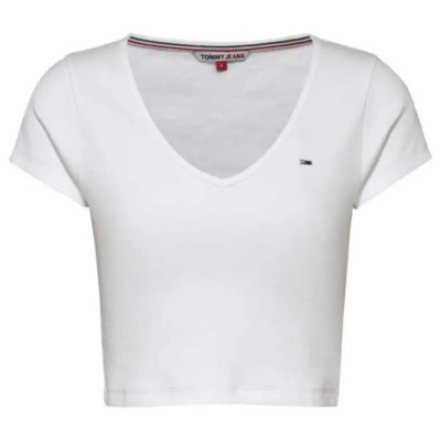 дънки,дамски,топове,tommy,jeans,bby,crp,essential,rib,short,sleeve,top,white,(white)