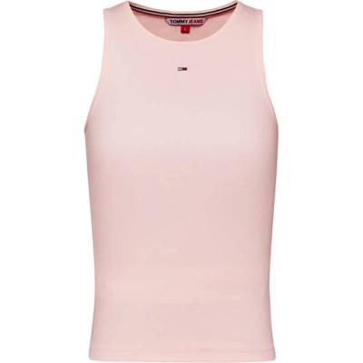 тениска,дамски,тениски,tommy,jeans,essential,rib,sleeveless,t,shirt,pink,(faint,pink)