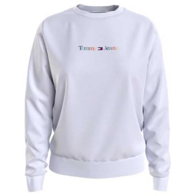 блуза,дамски,блузи,tommy,jeans,regular,color,serif,linear,sweatshirt,white