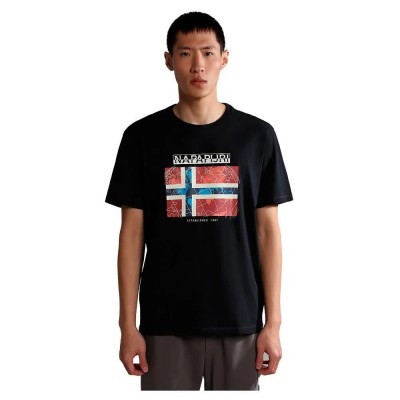 тениска,мъжки,тениски,napapijri,s,guiro,short,sleeve,t,shirt,black,(multicolor)