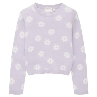 блуза,детски,блузи,tom,tailor,cropped,flower,jacquard,knit,sweater,purple,(big,offwhite,lilac,flowers)