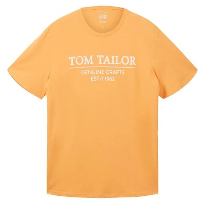 тениска,мъжки,тениски,tom,tailor,logo,print,short,sleeve,t,shirt,washed,out,orange,(yellow)