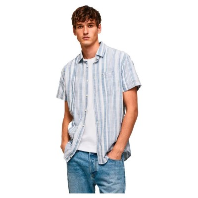 риза,с,къс,ръкав,мъжки,ризи,pepe,jeans,luther,short,sleeve,shirt,blue