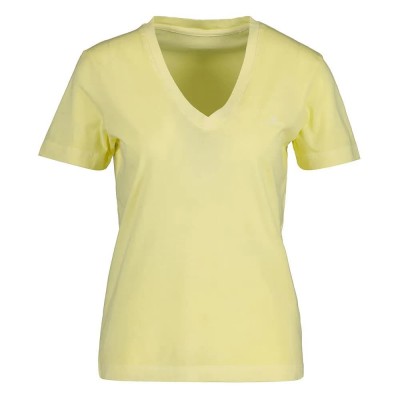 тениска,дамски,тениски,gant,sunfaded,short,sleeve,v,neck,t,shirt,lemonade,yellow,(yellow)