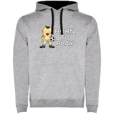 суичър,мъжки,пуловери,kruskis,born,to,play,football,two,colour,hoodie,heather,grey,black,(grey)