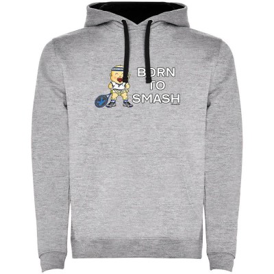 суичър,мъжки,пуловери,kruskis,born,to,smash,two,colour,hoodie,heather,grey,black,(grey)