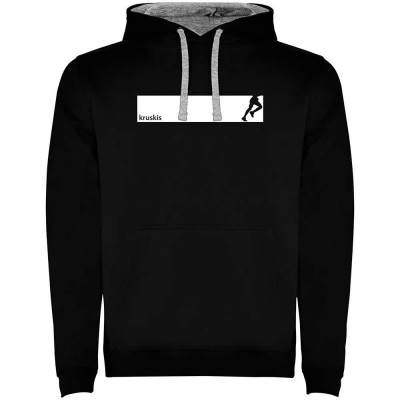 суичър,мъжки,пуловери,kruskis,frame,run,two,colour,hoodie,black,grey,(black)