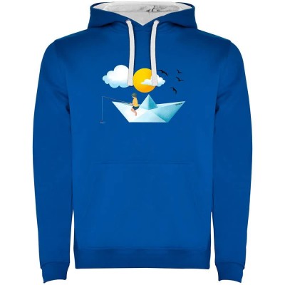 суичър,мъжки,пуловери,kruskis,paper,boat,two,colour,hoodie,royal,blue,white,(blue)