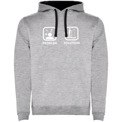 суичър,мъжки,пуловери,kruskis,problem,solution,fish,two,colour,hoodie,heather,grey,black,(grey)