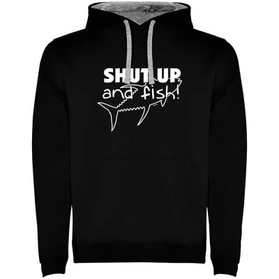 суичър,мъжки,пуловери,kruskis,shut,up,and,fish,two,colour,hoodie,black,grey,(black)