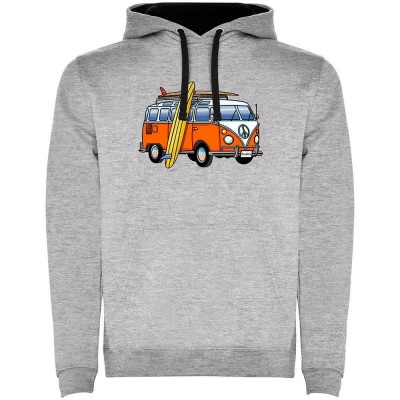 суичър,мъжки,пуловери,kruskis,surf,hippie,van,surf,two,colour,hoodie,heather,grey,black,(grey)