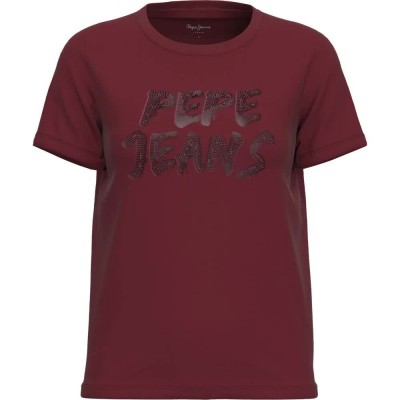 тениска,дамски,тениски,pepe,jeans,bria,short,sleeve,t,shirt,burgundy,(red)