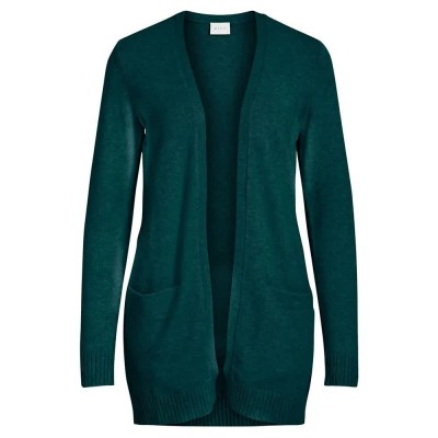 жилетка,дамски,пуловери,дамски,плетени,дрехи,vila,ril,open,cardigan,green,(ponderosa,pine,detail,dark,melange)
