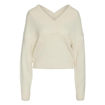 блуза,дамски,пуловери,дамски,плетени,дрехи,noisy,may,sanny,v,neck,sweater,beige,(eggnog)