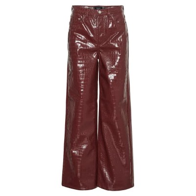 дънки,дамски,панталони,vero,moda,kathy,wide,croc,pl,high,waist,jeans,red,(tawny,port,detail,croc)