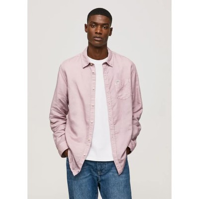 риза,с,дълъг,ръкав,мъжки,ризи,pepe,jeans,parker,long,sleeve,shirt,bleach,pink,(brown)