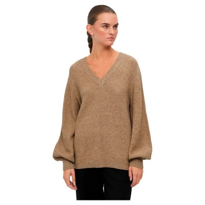блуза,дамски,пуловери,дамски,плетени,дрехи,object,malena,v,neck,sweater,brown