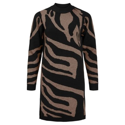 рокля,дамски,поли,и,рокли,object,ray,aop,long,sleeve,dress,brown