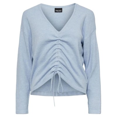 блуза,дамски,пуловери,дамски,плетени,дрехи,pieces,nandi,v,neck,sweater,blue,(kentucky,blue)