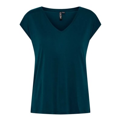 тениска,дамски,тениски,pieces,kamala,short,sleeve,v,neck,t,shirt,reflecting,pond,(green)
