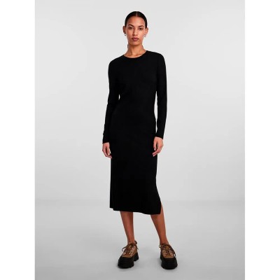 рокля,дамски,поли,и,рокли,pieces,kylie,midi,long,sleeve,dress,black,(black)
