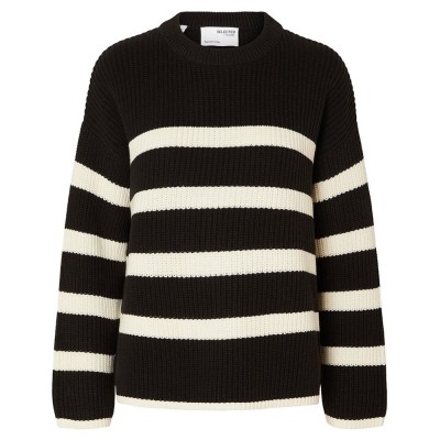 блуза,дамски,пуловери,дамски,плетени,дрехи,selected,bloomie,o,neck,sweater,black