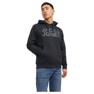 суичър,мъжки,пуловери,jack,&,jones,corp,logo,hoodie,black,print,large,print,w,black,(black)