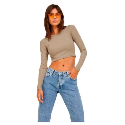 фланелка,с,дълъг,ръкав,дамски,топове,jack,&,jones,feline,rib,long,sleeve,top,incense,(green)