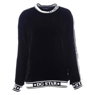блуза,дамски,блузи,dolce,&,gabbana,velvet,sweatshirt,black,(black)
