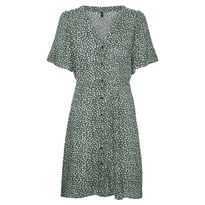 рокля,дамски,поли,и,рокли,vero,moda,alba,short,sleeve,short,dress,laurel,wreath,aop,joey,dot,(green)