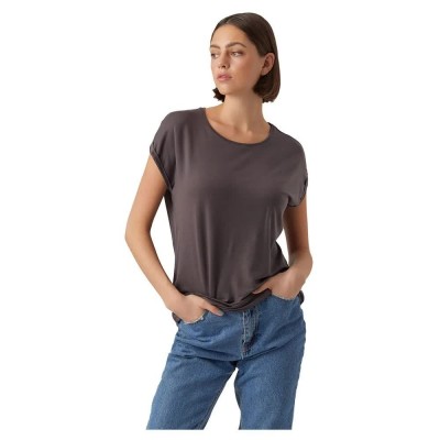 тениска,дамски,тениски,vero,moda,ava,plain,short,sleeve,t,shirt,asphalt,(grey)