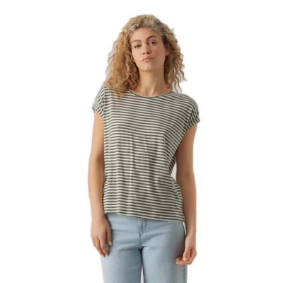 тениска,дамски,тениски,vero,moda,ava,plain,stripe,short,sleeve,t,shirt,green,(laurel,wreath,stripes,pristine)