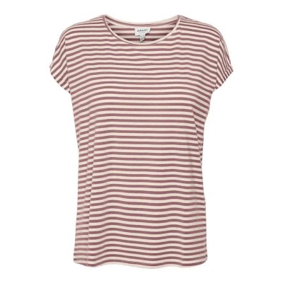 тениска,дамски,тениски,vero,moda,ava,plain,stripe,short,sleeve,t,shirt,pink,(nostalgia,rose,stripes,pristine)