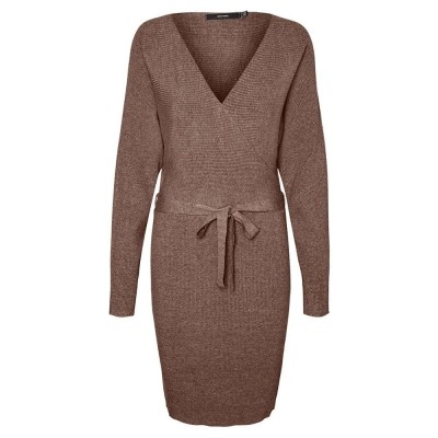 рокля,дамски,поли,и,рокли,vero,moda,hollyrem,curve,long,sleeve,short,dress,brown,(brown,lentil)