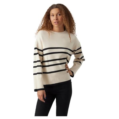 блуза,дамски,пуловери,дамски,плетени,дрехи,vero,moda,saba,stripe,sweater,beige,black,(birch,stripes,w,black)